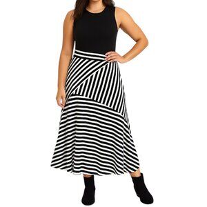 Brat Star Black & White Striped Asymmetrical Skirt | XL